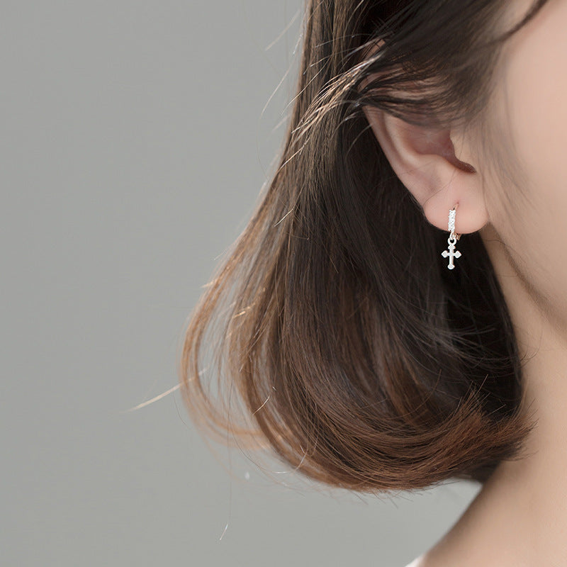 Diamond Cross Earrings