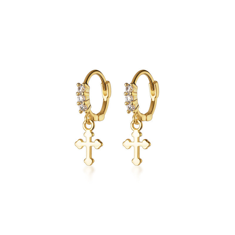 Diamond Cross Earrings