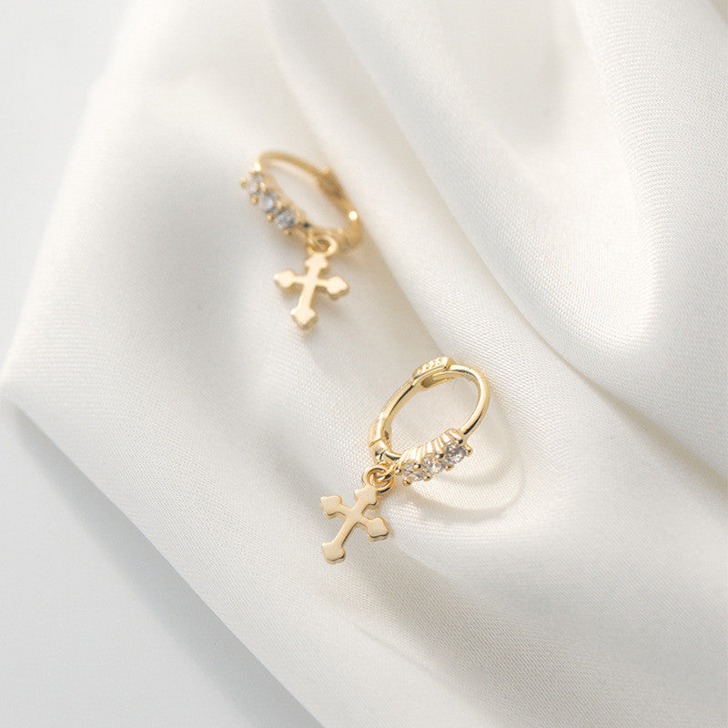 Diamond Cross Earrings