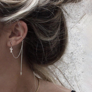 Cross Chain Earrings