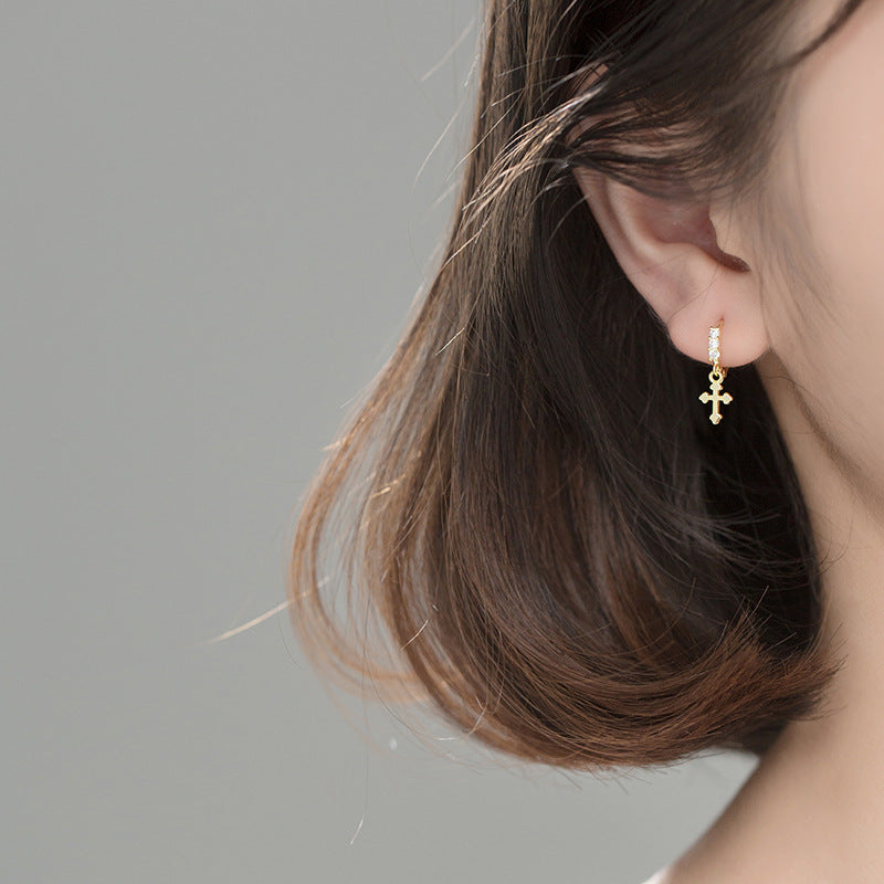 Diamond Cross Earrings