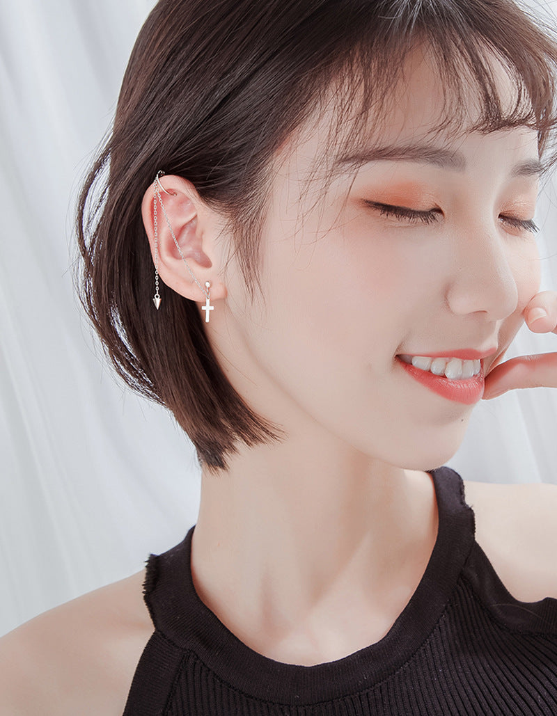 Cross Chain Earrings