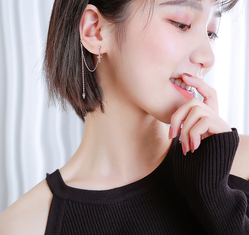 Cross Chain Earrings