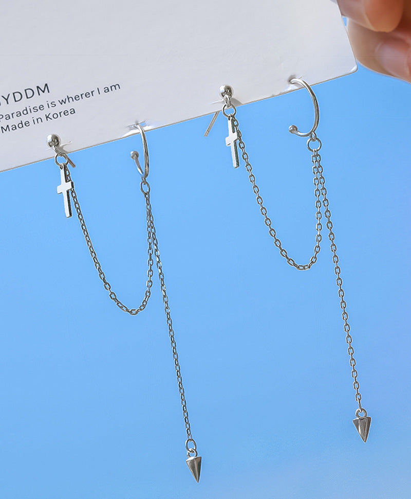Cross Chain Earrings