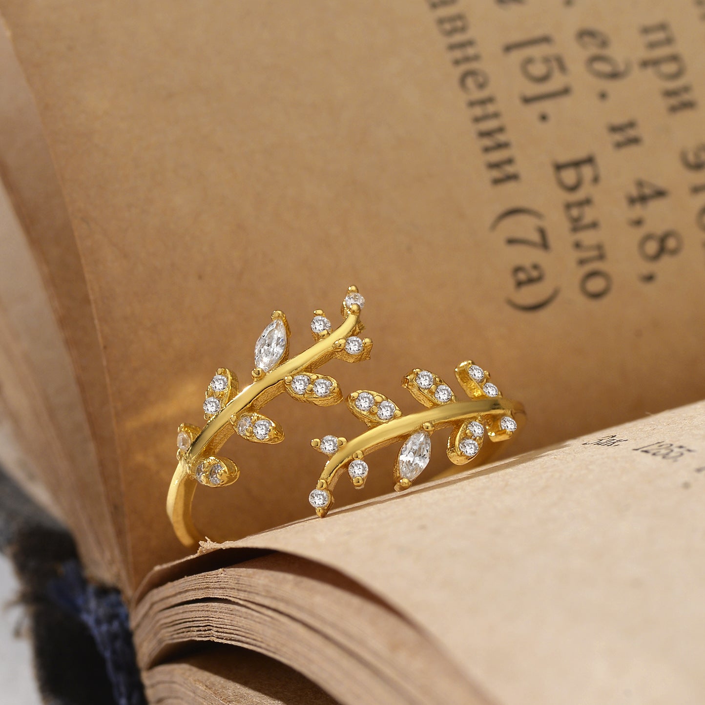 S925 Sterling Silver Leaf & Wheat Ring For Women, Minimalist High-End Open Ring, Sweet Forest Style Versatile Jewelry