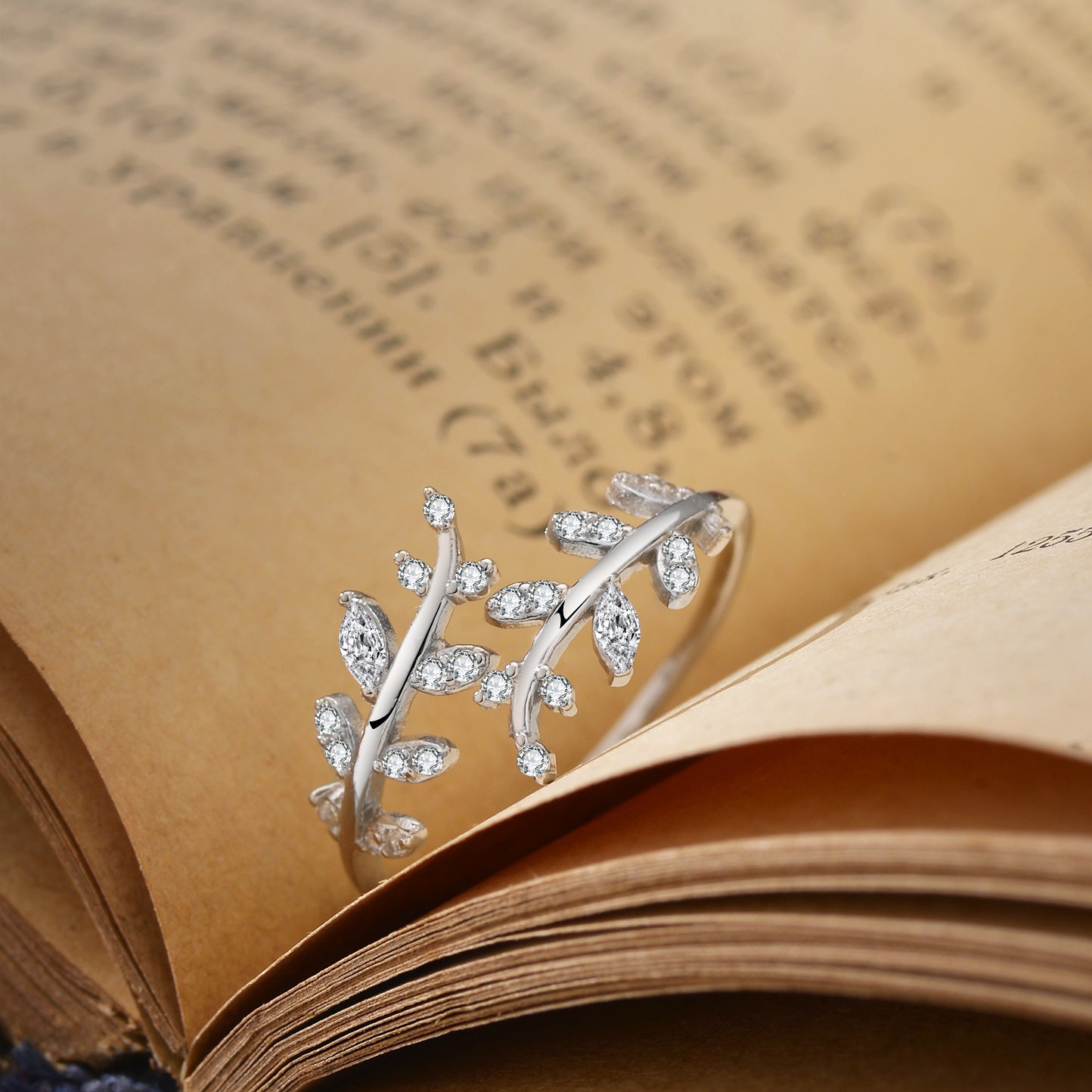 S925 Sterling Silver Leaf & Wheat Ring For Women, Minimalist High-End Open Ring, Sweet Forest Style Versatile Jewelry