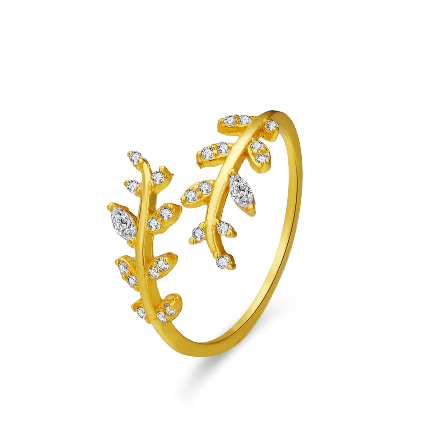 S925 Sterling Silver Leaf & Wheat Ring For Women, Minimalist High-End Open Ring, Sweet Forest Style Versatile Jewelry